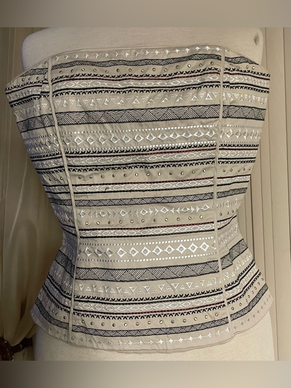 White House Black Market Light Beige Strapless Top